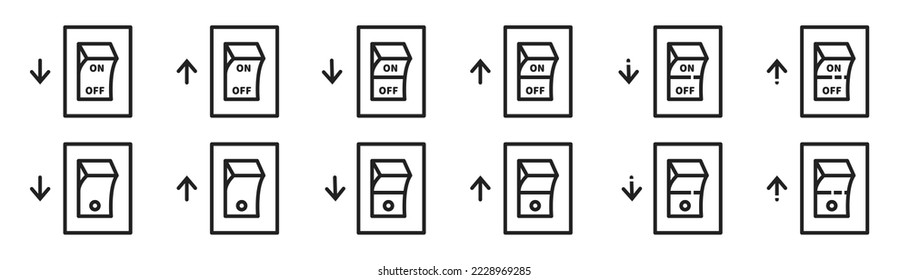 Switch button icon set. Vector isolated illustration. Switch toggle. On Off push buttons.