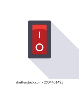 Switch button or turn on turn off power vector illustration in flat style with long shadow