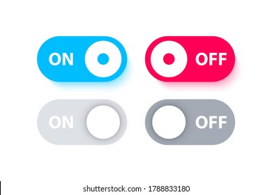 Switch buttons. On Off Toggle. Different switches on off for mobile app, Modern Devices User Interface Mockup, Template. Modern flat style vector illustration. on and off button