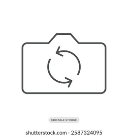 Switch camera, change camera, flip camera icon. Camera and photography symbol sign vector illustration in line style.