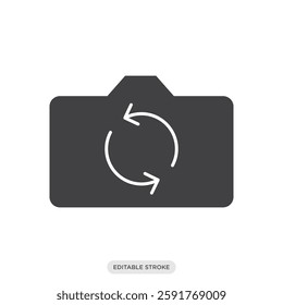 Switch camera, change camera, flip camera icon. Camera and photography symbol sign vector illustration in color fill style.