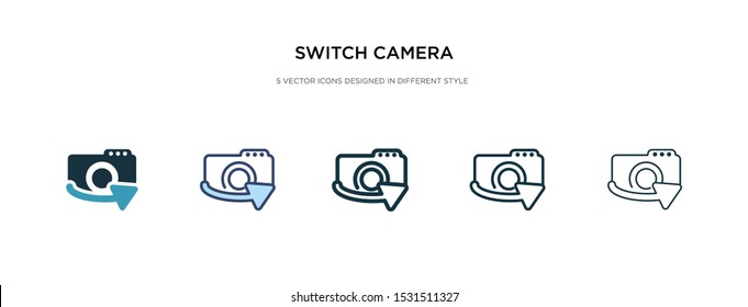 switch camera icon in different style vector illustration. two colored and black switch camera vector icons designed in filled, outline, line and stroke style can be used for web, mobile, ui