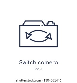 switch camera icon from user interface outline collection. Thin line switch camera icon isolated on white background.
