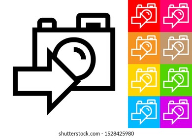 Switch Camera. Line Icon With Different Color Background.