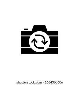 Switch camera vector icon in black solid flat design icon isolated on white background