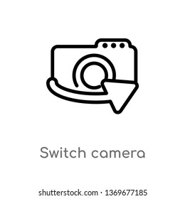 switch camera vector line icon. Simple element illustration. switch camera outline icon from user interface concept. Can be used for web and mobile
