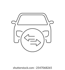 Troque de carro. Estilo de linha de ícone de comércio automóvel isolado no fundo branco. Ilustração vetorial