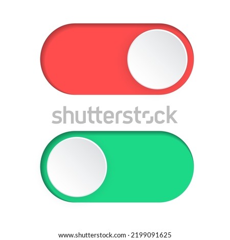 Switch element button. Enable disable toggle symbol. On off mode icon for application. Active, inactive or power digital indicator. Frontend control realistic vector illustration on white background..