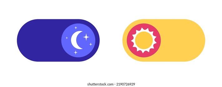 Switch element button for light or dark theme. Digital toggle symbol. Day night mode icon for application. Indicator for smartphone. Frontend control realistic vector illustration on white
