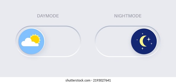 Switch element button for light or dark theme. Digital toggle symbol. Day night mode icon for application. Indicator for smartphone. Frontend control realistic vector illustration on white