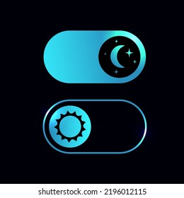 Switch element button for light or dark theme. Digital toggle symbol. Day night mode icon for application. Indicator for smartphone. Frontend control realistic vector illustration on black