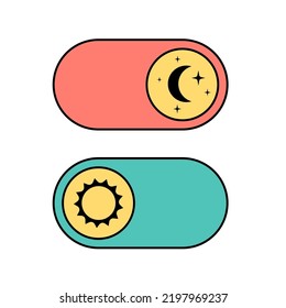 Switch element button for light or dark theme. Digital toggle symbol. Day night mode icon for application. Indicator for smartphone. Frontend control realistic vector illustration on white background.