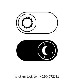 Switch element button for light or dark theme. Digital toggle symbol. Day night mode icon for application. Indicator for smartphone. Frontend control realistic vector illustration on white background.