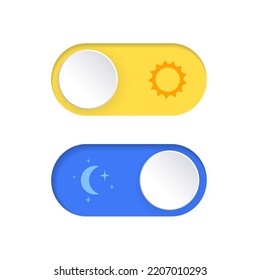 Switch element button for light or dark theme. Digital toggle symbol. Day night mode icon for application. Indicator for smartphone. Frontend control realistic vector illustration on white background.