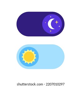 Switch element button for light or dark theme. Digital toggle symbol. Day night mode icon for application. Indicator for smartphone. Frontend control realistic vector illustration on white background.