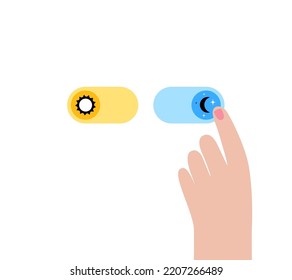 Switch element button for light or dark theme. Digital toggle symbol. Day night mode icon for application. Indicator for smartphone. Frontend control realistic vector illustration on white background.