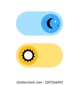 Switch element button for light or dark theme. Digital toggle symbol. Day night mode icon for application. Indicator for smartphone. Frontend control realistic vector illustration on white background.