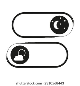 Switch element button for light or dark theme. Digital toggle symbol. Day night mode icon. Indicator for smartphone. Frontend control. vector illustration.
