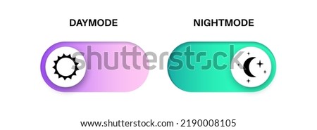 Switch element button for light or dark theme. Digital toggle symbol. Day night mode icon for application. Indicator for smartphone. Frontend control realistic vector illustration on white