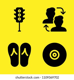 switch, flip flops, traffic light and compact disc vector icon set. Sample icons set for web and graphic design