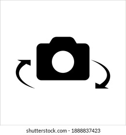 Switch From Front To Back Camera Flat Icon For Apps On White Background. Color Editable