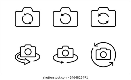 Switch from front to back camera flat icon set for apps, vector illustration on white background.