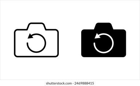 Switch from front to back camera flat icon set for apps, vector illustration on white background.