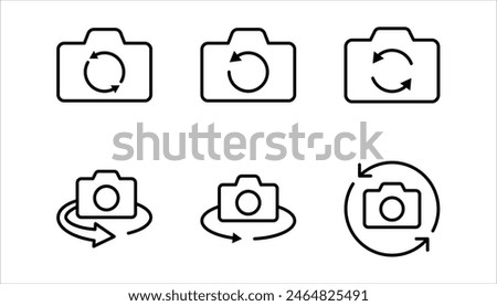 Switch from front to back camera flat icon set for apps, vector illustration on white background.