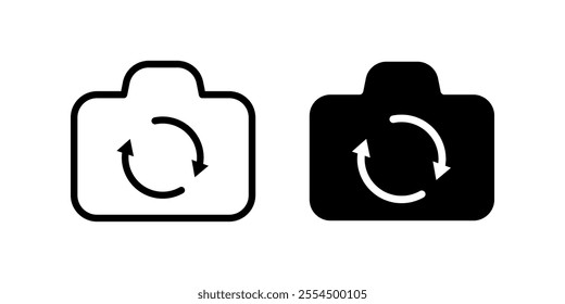 Switch from front to back camera Icon set. Symbol isolated white background. vector illustration. color editable.