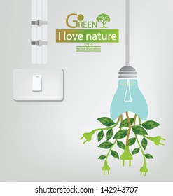 Switch. Green concepts save energy. save world. vector illustration.