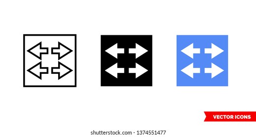 Switch icon of 3 types: color, black and white, outline. Isolated vector sign symbol.