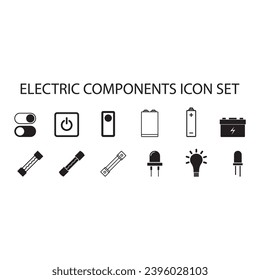 switch icon, battery icon, fuse icon, led icon vector template illustration logo design