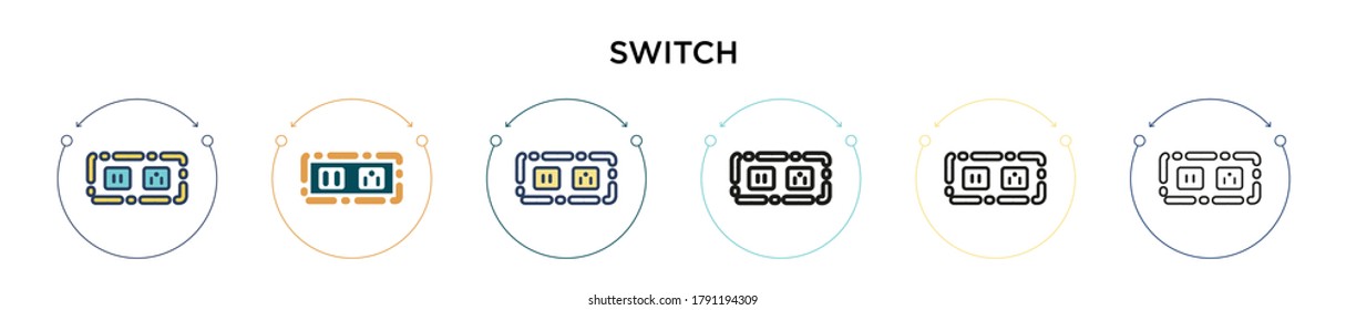 Switch icon in filled, thin line, outline and stroke style. Vector illustration of two colored and black switch vector icons designs can be used for mobile, ui, web