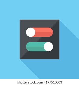 Switch icon. Flat design style modern vector illustration. Isolated on stylish color background. Flat long shadow icon. Elements in flat design.