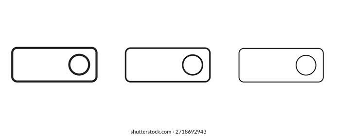 Conjunto de pictogramas negros con el logotipo del icono del interruptor. arte de contorno de línea delgada.