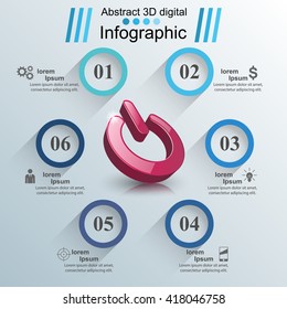 Switch icon. On, off icon. 3d infographic design template and marketing icons.