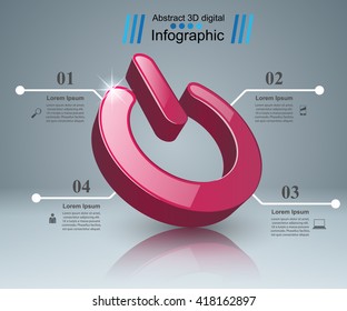 Switch icon. On, off icon. 3d infographic design template and marketing icons.