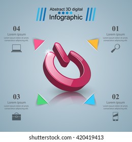 Switch icon. On, off icon. 3d infographic design template and marketing icons.