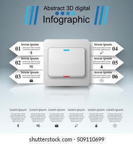 Switch icon. On, off icon. 3d infographic design template and marketing icons.