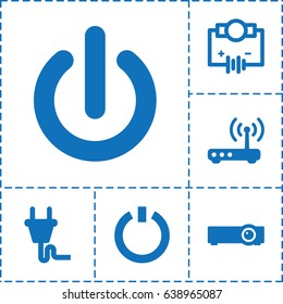 Switch icon. set of 6 switch filled icons such as plug, router, switch off
