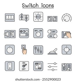 Switch icon set in color line style