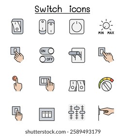 Switch icon set color line style