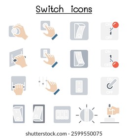 Switch icon set in flat color style