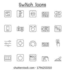 Switch icon set in thin line style