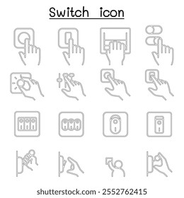 Switch icon set in thin line style