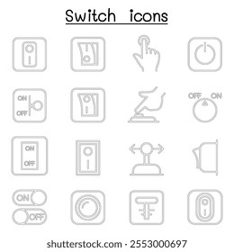 Switch icon set in thin line style