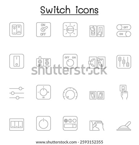 Switch icon set in thin line style
