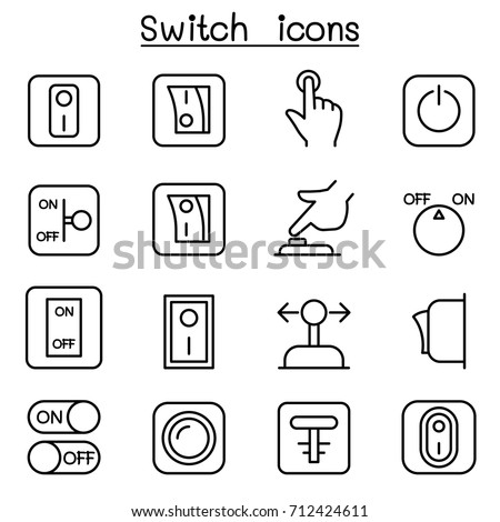 Switch icon set in thin line style