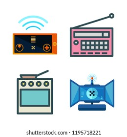 switch icon set. vector set about radio, remote control and oven icons set.