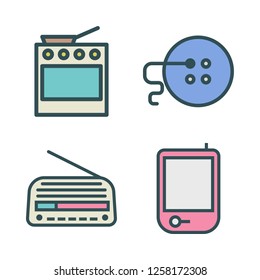 switch icon set. vector set about radio, button and oven icons set.